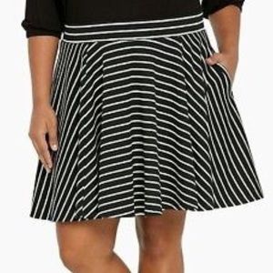 Torrid Black + White Stripe Skater / Circle Skirt
